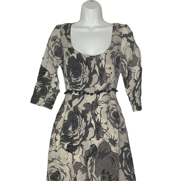 Line & Dot Women’s Black Floral Pom Pom Trim Open Back Midi Dress SZ S - Picture 2 of 10